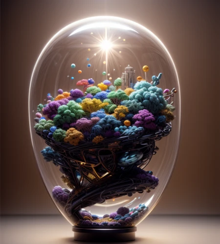 glass sphere,crystal ball-photography,lensball,fractals art,crystal ball,terrarium,glass ball,prism ball,light fractal,fractal environment,3d fantasy,snowglobes,colorful tree of life,globe flower,cinema 4d,apophysis,mandelbulb,fractalius,imagination,snow globes