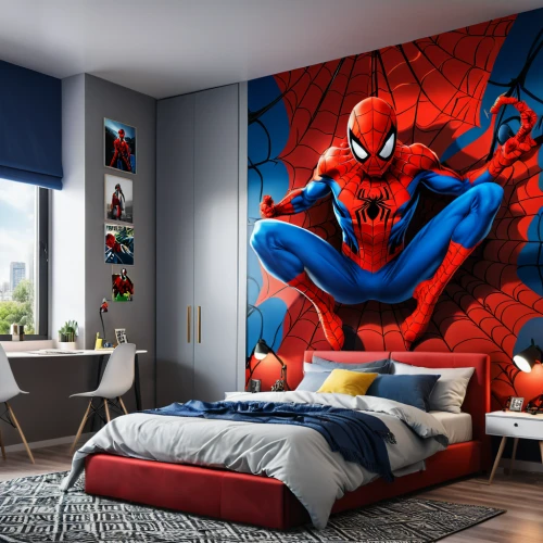 spider-man,spiderman,spider man,boy's room picture,wall decoration,duvet cover,great room,wall decor,kids room,wall sticker,wall art,modern decor,superhero background,children's bedroom,wall paint,marvel comics,wall painting,interior design,interior decoration,spider the golden silk,Photography,General,Realistic
