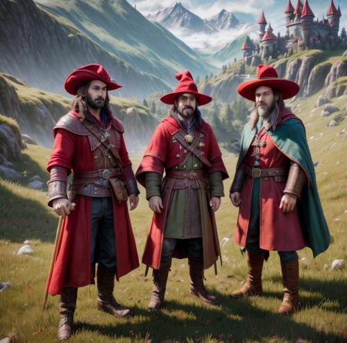 cossacks,guards of the canyon,musketeers,dwarves,elves,three kings,three wise men,the three wise men,red tunic,dwarfs,holy three kings,bach knights castle,the three magi,clergy,pilgrims,red coat,folk costumes,albania,kirghystan,transylvania