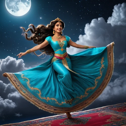 ethnic dancer,belly dance,aladha,radha,flying carpet,jasmine,jasmine blue,aladin,aladdin,bollywood,dancer,sari,dusshera,persian,arabic background,miss circassian,iranian nowruz,fantasy picture,indian art,digital compositing,Photography,General,Fantasy