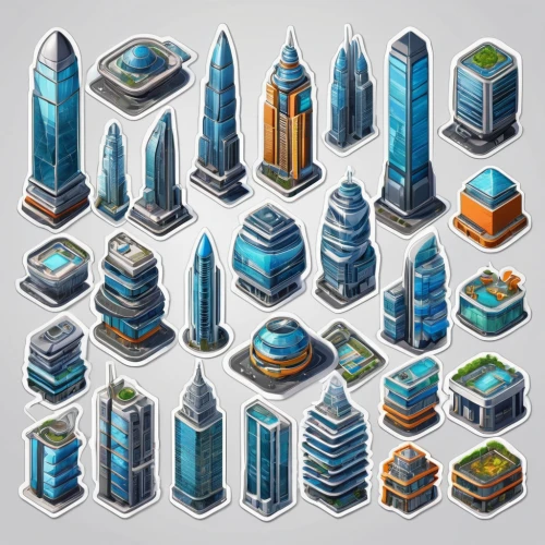 city blocks,skyscrapers,city buildings,metropolises,city cities,buildings,tall buildings,systems icons,set of icons,cities,isometric,skyscraper town,high rises,icon set,high-rises,skyscraper,city skyline,office icons,background vector,urban towers,Unique,Design,Sticker