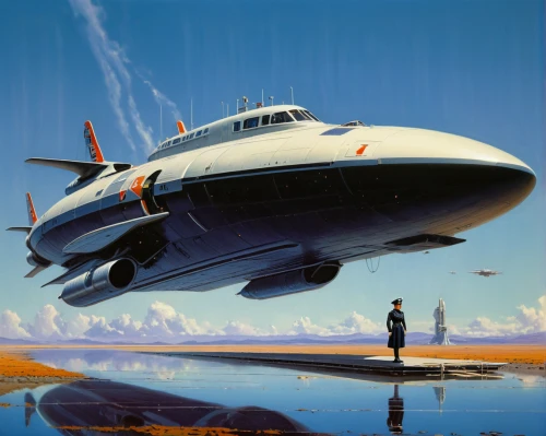 flying boat,supersonic transport,douglas dc-7,air ship,airships,lunar prospector,airship,douglas dc-3,northrop grumman,boeing 307 stratoliner,kawasaki c-2,douglas dc-2,douglas dc-4,douglas dc-6,harbin z-9,atomic age,boeing 2707,shenyang j-5,douglas aircraft company,lockheed hudson,Conceptual Art,Sci-Fi,Sci-Fi 21