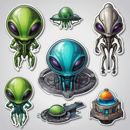 systems icons,collected game assets,aliens,set of icons,extraterrestrial life,scarabs,alien invasion,biosamples icon,phage,alien,dragees,alien warrior,icon set,extraterrestrial,clipart sticker,cephalopods,turrets,crown icons,vector images,space ships,Unique,Design,Sticker