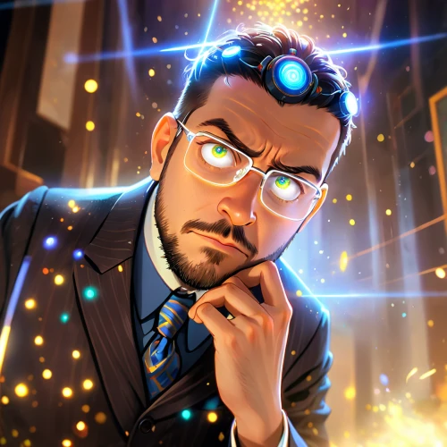 cg artwork,sci fiction illustration,tony stark,night administrator,librarian,portrait background,steam icon,scientist,professor,game illustration,spy-glass,custom portrait,zodiac sign leo,engineer,the community manager,investigator,theoretician physician,power icon,edit icon,twitch icon,Anime,Anime,Cartoon