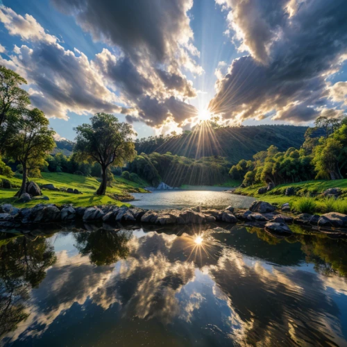 river landscape,landscape photography,beautiful landscape,catarpe valley,sun reflection,new south wales,nature landscape,landscapes beautiful,landscape nature,god rays,landscape background,natural scenery,natural landscape,background view nature,mountain river,golf landscape,the natural scenery,japan landscape,reflections in water,reflection in water