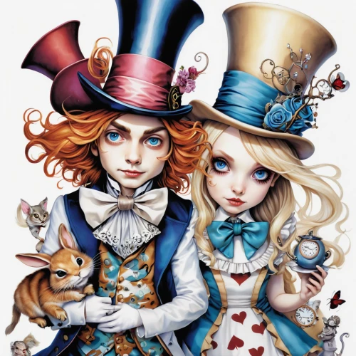 alice in wonderland,joint dolls,hatter,alice,fairytale characters,doll cat,porcelain dolls,dolls,butterfly dolls,wonderland,sewing pattern girls,fairy tale character,two cats,little boy and girl,jigsaw puzzle,fashion dolls,two girls,marionette,ragdoll,christmas dolls,Illustration,Abstract Fantasy,Abstract Fantasy 11