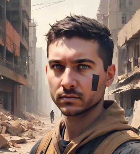 shia,war correspondent,lost in war,district 9,twitch icon,mercenary,digital compositing,combat medic,sandstorm,middle eastern monk,soldier,newt,nomad,post apocalyptic,warrior east,sniper,baghdad,io,iraq,spartan