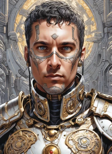 paladin,emperor,heroic fantasy,prejmer,the archangel,sci fiction illustration,fantasy portrait,cyborg,archangel,male elf,tiberius,the order of the fields,key-hole captain,custom portrait,gabriel,the face of god,cg artwork,centurion,priest,alaunt