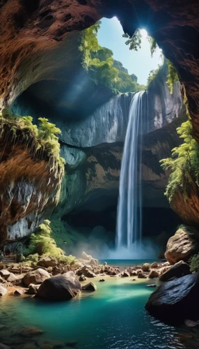 cave on the water,natural arch,blue cave,fairyland canyon,underwater oasis,green waterfall,brown waterfall,water fall,wasserfall,waterfalls,waterfall,cenote,blue caves,cave,mountain spring,the blue caves,sea cave,water falls,a small waterfall,erawan waterfall national park,Photography,General,Realistic