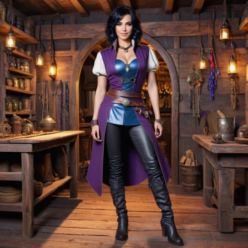 leather boots,sorceress,costume design,fantasy woman,cosplay image,dodge warlock,quarterstaff,apothecary,swordswoman,bodice,women's clothing,mulan,catarina,female doctor,huntress,lisaswardrobe,women clothes,violet head elf,women's boots,fairy tale character,Photography,General,Realistic