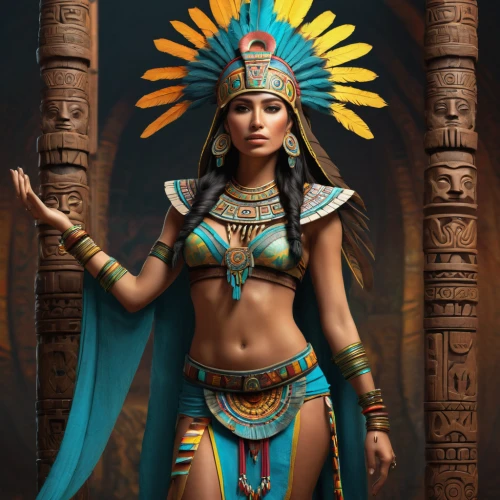 ancient egyptian girl,cleopatra,ancient costume,warrior woman,ancient egyptian,aztec,pharaonic,ancient egypt,headdress,pocahontas,egyptian,ancient people,horus,shamanic,priestess,indian headdress,tribal chief,incas,female warrior,native american,Conceptual Art,Fantasy,Fantasy 16