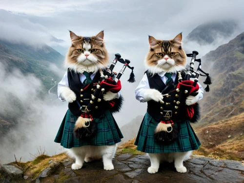 bagpipes,oktoberfest cats,highlander,scottish,highland games,bagpipe,pipe and drums,kilt,scottish highlands,scotland,tartarstan,scottish smallpipes,highlands,scotsman,cat european,celtic woman,scot,glencoe,cat warrior,two cats,Photography,General,Fantasy