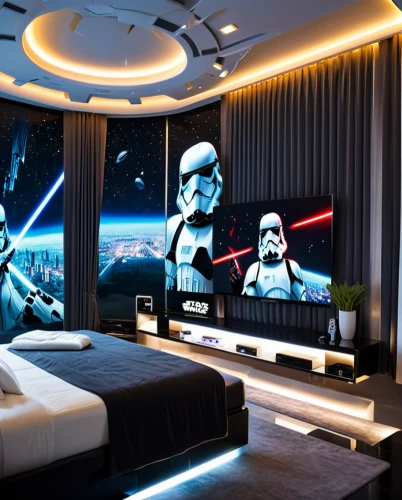 home cinema,home theater system,great room,modern room,sleeping room,projection screen,entertainment center,game room,modern decor,interior design,bonus room,apartment lounge,luxury suite,little man cave,empire,star wars,luxury hotel,smart tv,family room,home automation,Conceptual Art,Sci-Fi,Sci-Fi 10