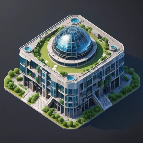 solar cell base,3d rendering,residential tower,futuristic architecture,artificial island,glass building,sky apartment,apartment building,isometric,eco-construction,sky space concept,floating island,multi-storey,development concept,3d model,skyscraper,helipad,appartment building,building honeycomb,hotel complex,Unique,3D,Isometric