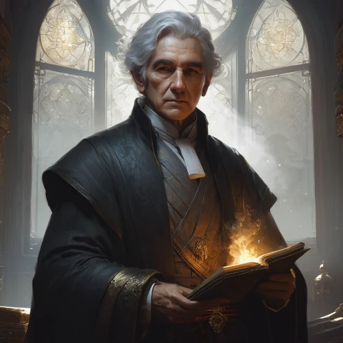 candlemaker,cg artwork,game illustration,fantasy portrait,prejmer,priest,alessandro volta,clergy,sci fiction illustration,sebastian pether,robert harbeck,thomas jefferson,clockmaker,twelve apostle,gothic portrait,the abbot of olib,dodge warlock,scholar,theoretician physician,james handley,Conceptual Art,Fantasy,Fantasy 11