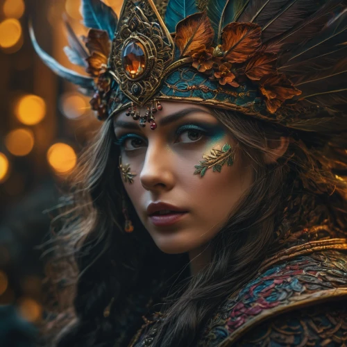 fantasy portrait,faery,warrior woman,the enchantress,fantasy woman,female warrior,fantasy art,faerie,shaman,headdress,mystical portrait of a girl,sorceress,wood elf,fantasy warrior,fae,artemisia,elven,headpiece,fantasy picture,shamanic,Photography,General,Fantasy