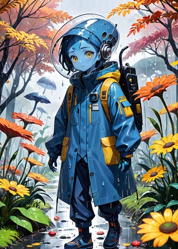 aquanaut,astronaut,beekeeper,explorer,adventurer,wanderer,rain suit,spacesuit,hiker,biologist,cosmonaut,traveler,sci fiction illustration,the wanderer,astronaut suit,raincoat,scifi,exploration,astronomer,wander,Anime,Anime,Traditional