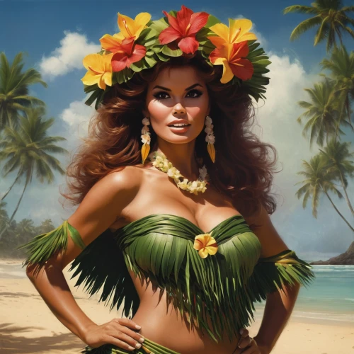 polynesian girl,hula,luau,polynesian,moana,aloha,tahiti,hawaiian,polynesia,mai tai,tropic,bahama mom,south pacific,coconut perfume,bora-bora,brazilianwoman,piña colada,coconut hat,candy island girl,tropical house,Conceptual Art,Fantasy,Fantasy 11