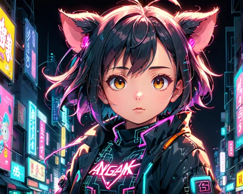 street cat,nico,cyber,shibuya,cyberpunk,nyan,pink cat,stray cat,vector girl,stray,alley cat,neon,cat vector,jacket,feline,pink vector,neon light,operator,ganai,kitty,Anime,Anime,Realistic