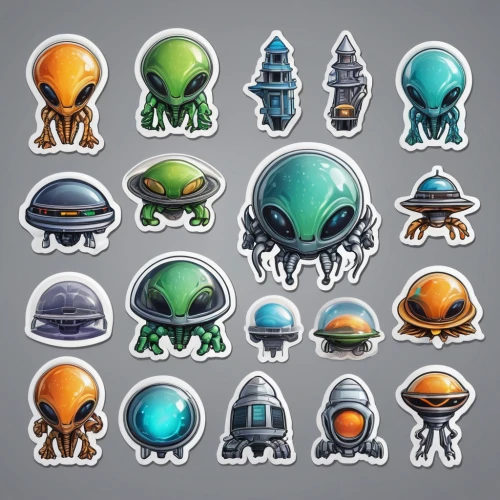 collected game assets,blobs,set of icons,systems icons,scarabs,stickers,crown icons,pushpins,stylized macaron,squids,clipart sticker,helmets,sea scouts,space ships,snowglobes,icon set,sea creatures,drink icons,dragees,shells,Unique,Design,Sticker
