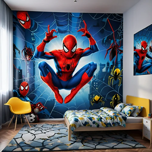 boy's room picture,kids room,wall painting,wall sticker,wall decoration,children's bedroom,great room,wall paint,spiderman,wall decor,wall art,children's room,spider man,superhero background,spider-man,painted wall,nursery decoration,interior decoration,modern decor,marvel comics,Photography,General,Realistic