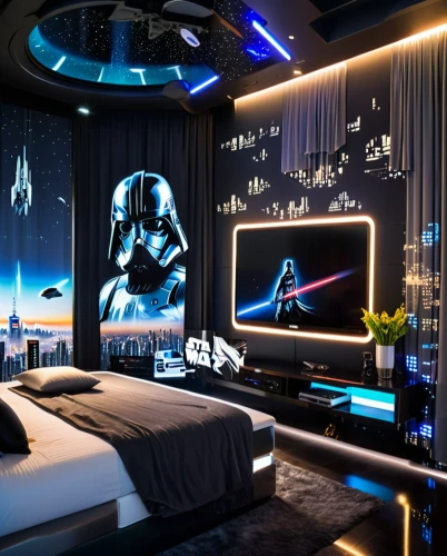 home cinema,great room,sleeping room,boy's room picture,home theater system,modern room,star wars,kids room,little man cave,starwars,luxury hotel,sci fi surgery room,millenium falcon,interior design,sci fi,children's bedroom,darth vader,duvet cover,baby room,modern decor,Conceptual Art,Sci-Fi,Sci-Fi 10