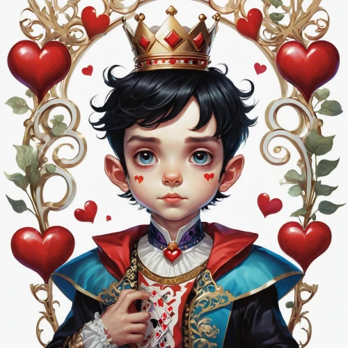 heart with crown,queen of hearts,frog prince,prince,heart icon,fantasy portrait,king crown,crown,valentin,fairy tale character,custom portrait,heart with hearts,golden heart,royal crown,red heart medallion in hand,red heart medallion,painted hearts,aristocrat,the crown,marco,Illustration,Abstract Fantasy,Abstract Fantasy 11