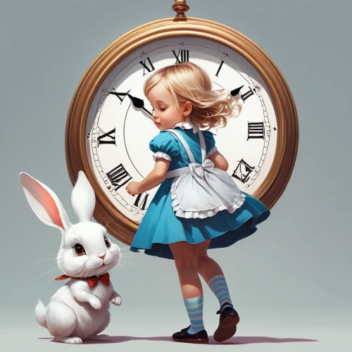 white rabbit,alice in wonderland,alice,clock,wall clock,spring forward,white bunny,clocks,valentine clock,time pointing,clock face,time,little rabbit,time passes,bunny,gray hare,little bunny,rabbits and hares,hares,hour s,Conceptual Art,Fantasy,Fantasy 21