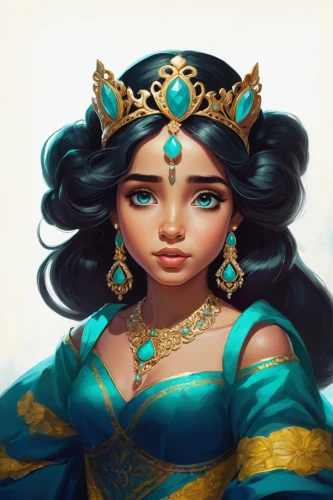 jasmine,radha,sultana,oriental princess,jasmine blossom,arabian,jasmine blue,cleopatra,jaya,persian,merida,lakshmi,princess crown,arab,queen crown,jasmine flower,world digital painting,princess' earring,fantasy portrait,diadem