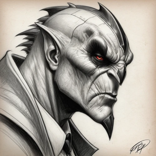 orc,hellboy,gargoyles,cowl vulture,wolverine,brute,lokportrait,wolfman,krampus,greyskull,goblin,old man,grey fox,lopushok,angry man,two face,half orc,male character,bloned portrait,comic character,Illustration,Black and White,Black and White 30