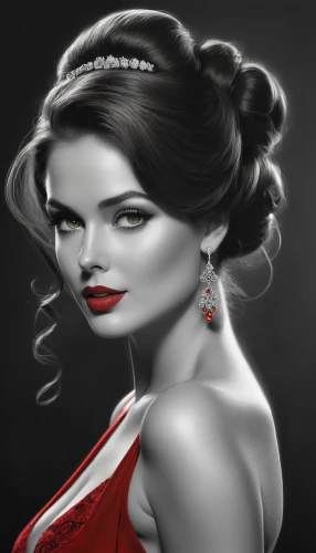 lady in red,world digital painting,valentine pin up,red gown,victorian lady,valentine day's pin up,digital painting,man in red dress,retro pin up girl,pin up girl,vampire lady,queen of hearts,fashion illustration,christmas pin up girl,pin-up girl,art deco woman,vintage woman,chignon,girl in red dress,vampire woman,Photography,Artistic Photography,Artistic Photography 15