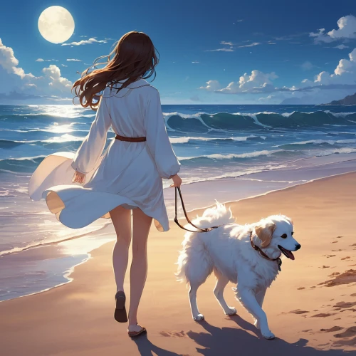 girl with dog,beach walk,walk on the beach,beach moonflower,girl on the dune,sea breeze,beach background,companion dog,retriever,dog illustration,borzoi,by the sea,little girl in wind,stray dog on beach,beach scenery,sea-shore,boy and dog,fantasy picture,beach landscape,beautiful beach,Photography,Artistic Photography,Artistic Photography 14