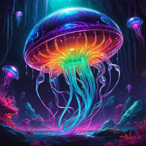 mushroom landscape,jellyfish,jellyfish collage,mushroom island,alien world,cnidaria,apiarium,mushrooms,mushroom type,mushroom,anti-cancer mushroom,acid lake,club mushroom,cnidarian,ufo,psychedelic art,jellyfishes,lion's mane jellyfish,forest mushroom,alien planet,Conceptual Art,Daily,Daily 24