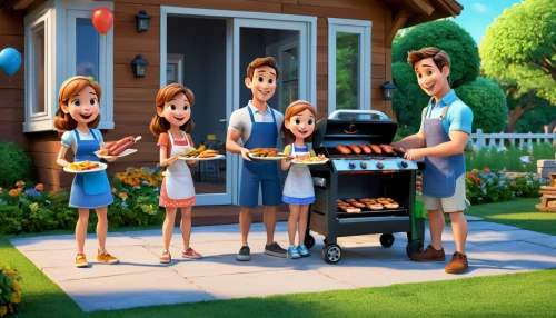 barbeque,summer bbq,barbeque grill,barbecue,bbq,barbecue grill,outdoor grill,grilling,neighbors,outdoor grill rack & topper,grilled food,cookout,summer party,summer foods,chicken barbecue,barbecue torches,outdoor cooking,grill proof,digital compositing,animated cartoon,Unique,3D,3D Character