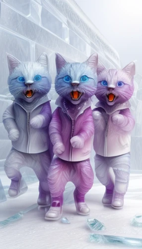 ice bears,winter animals,snow figures,cats angora,the cold season,snowballs,cartoon cat,cat family,strays,cute cartoon image,violet family,ice,wall,cats,fur clothing,felines,cats on brick wall,freezes,cold weather,winter background,Material,Material,Fluorite
