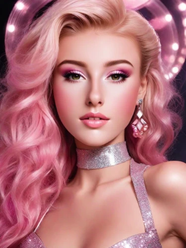 pink beauty,barbie,barbie doll,pink lady,realdoll,pink glitter,doll's facial features,dahlia pink,rosa ' amber cover,pink background,peach rose,rose pink colors,rosa 'the fairy,pink diamond,fantasy portrait,artificial hair integrations,clove pink,color pink,horoscope libra,pink