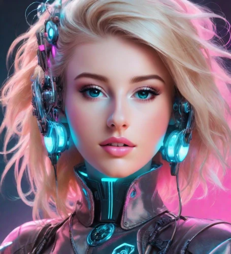 cyberpunk,cyber,cyborg,echo,barbie,futuristic,world digital painting,headset,pink beauty,vector girl,fantasy portrait,scifi,headphone,cybernetics,listening to music,pink vector,electro,electronic,wireless headset,cg artwork