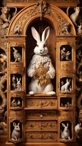 china cabinet,wood rabbit,hare window,white rabbit,rabbits and hares,chest of drawers,dresser,armoire,deco bunny,cabinet,peter rabbit,cupboard,jack rabbit,a drawer,rabbits,european rabbit,rabbit,gray hare,domestic rabbit,hare trail,Conceptual Art,Fantasy,Fantasy 22