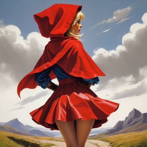 red cape,red coat,red riding hood,man in red dress,little red riding hood,lady in red,red skirt,red tunic,maraschino,red tablecloth,little girl in wind,girl in red dress,red gown,scarlet witch,poppy red,overskirt,on a red background,girl in cloth,red,red dress,Conceptual Art,Fantasy,Fantasy 04