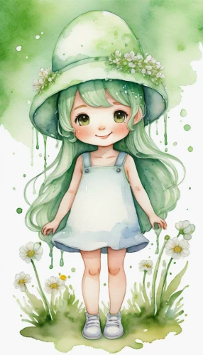 lily pad,little girl fairy,watercolor baby items,spring leaf background,garden fairy,watercolor background,lily of the field,dewdrop,green summer,child fairy,watercolor floral background,marie leaf,rain lily,lilly of the valley,spring background,springtime background,little girl with umbrella,mint blossom,forest clover,chibi girl,Illustration,Paper based,Paper Based 10