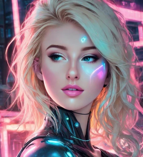 neon makeup,neon body painting,futuristic,fantasy portrait,cyberpunk,neon light,neon,elsa,barbie,electro,cyber,luminous,neon lights,digital art,world digital painting,cyborg,electric,digital painting,scifi,nova