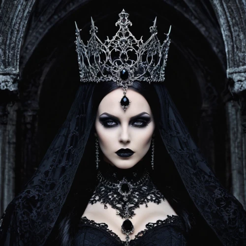 gothic woman,gothic portrait,gothic fashion,dark gothic mood,gothic style,queen of the night,crow queen,gothic,goth woman,goth like,queen,queen crown,priestess,the snow queen,blackmetal,the crown,queen s,goth,celtic queen,gothic dress,Illustration,Realistic Fantasy,Realistic Fantasy 46