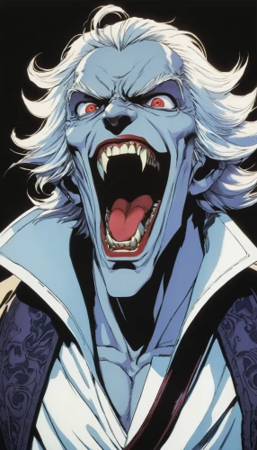 snarling,white walker,angry man,psychic vampire,count,blue demon,dracula,greyskull,vampire,he-man,mean bluish,poseidon god face,rage,garp fish,magus,undead,anger,frighten,haunebu,screamer,Illustration,Japanese style,Japanese Style 11