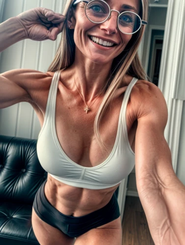 sports bra,muscle woman,ski glasses,with glasses,abs,glasses,home workout,fitness model,gym girl,garanaalvisser,gym,fitness,greta oto,pink glasses,fitness coach,workout,silver framed glasses,fitness professional,ripped,muscular