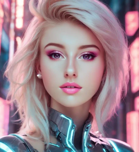 barbie,pink beauty,futuristic,pink vector,neon makeup,pixie-bob,cosmetic,cyber,barbie doll,nova,fantasy portrait,cyborg,edit icon,aura,pink background,echo,cyberpunk,luminous,fantasy woman,elsa