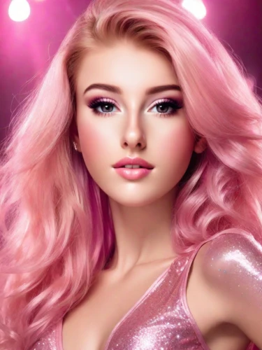 pink beauty,barbie doll,barbie,doll's facial features,realdoll,pink background,pink lady,clove pink,pink glitter,artificial hair integrations,rose pink colors,natural pink,color pink,pink,women's cosmetics,peach rose,airbrushed,dahlia pink,pink hair,bright pink