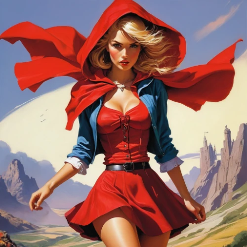 red cape,red coat,scarlet witch,red tunic,red riding hood,red super hero,lady in red,super heroine,super woman,little red riding hood,man in red dress,red,red skirt,caped,fantasy woman,wonderwoman,red tablecloth,captain marvel,woman power,retro women