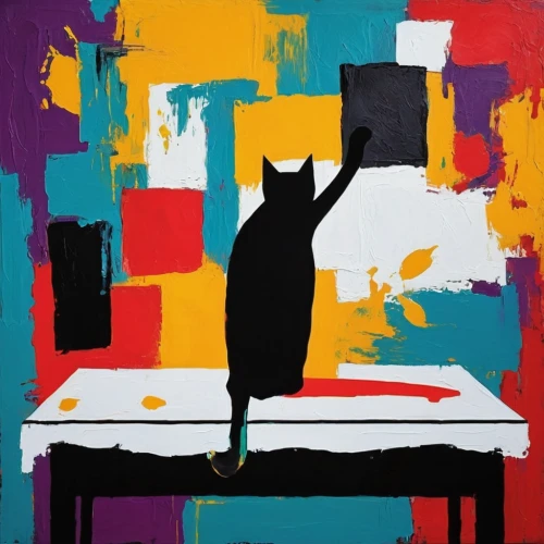 cool pop art,domestic cat,table artist,the cat,art painting,pop art colors,cat cartoon,painter,painting technique,to paint,cat's cafe,jiji the cat,black table,cat vector,meticulous painting,cat on a blue background,modern pop art,cat drinking tea,figaro,cat frame,Art,Artistic Painting,Artistic Painting 42