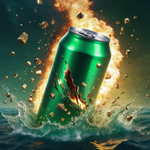 heineken1,beer can,packshot,bottle fiery,beverage can,tsunami,tidal wave,cans of drink,emerald sea,beverage cans,riptide,aquaman,poseidon,green beer,sea water splash,splash water,beer bottle,ring of fire,energy drink,sinking,Photography,General,Realistic