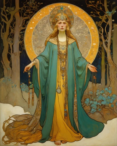 alfons mucha,mucha,rusalka,dryad,priestess,art nouveau,sorceress,anahata,art nouveau design,the enchantress,celtic queen,spring equinox,druids,the magdalene,celt,the snow queen,solstice,accolade,kate greenaway,mary-gold,Art,Artistic Painting,Artistic Painting 03